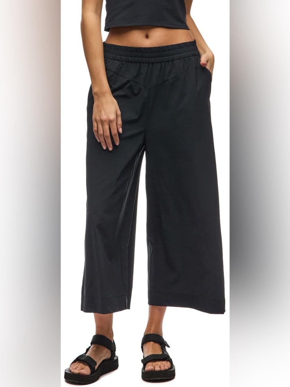 Indyeva Epesi III Pants Cropped Wide Leg Black Women's Size Small